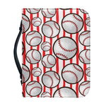 Red Striped Baseball Pattern Print Leather Bible Cover