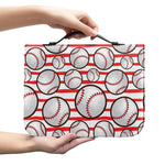 Red Striped Baseball Pattern Print Leather Bible Cover