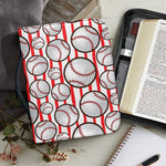 Red Striped Baseball Pattern Print Leather Bible Cover