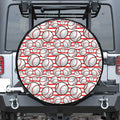 Red Striped Baseball Pattern Print Leather Spare Tire Cover