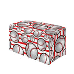 Red Striped Baseball Pattern Print Leather Tissue Box Cover