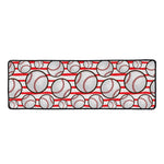 Red Striped Baseball Pattern Print Long Kitchen Mat