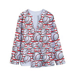 Red Striped Baseball Pattern Print Long Sleeve Short Coat
