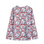 Red Striped Baseball Pattern Print Long Sleeve Short Coat