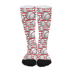 Red Striped Baseball Pattern Print Long Socks