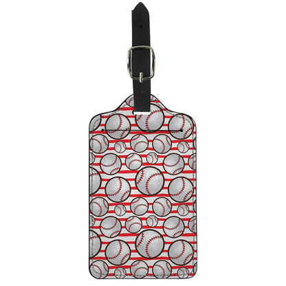 Red Striped Baseball Pattern Print Luggage Tag