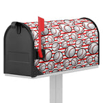 Red Striped Baseball Pattern Print Mailbox Cover