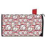 Red Striped Baseball Pattern Print Mailbox Cover