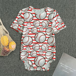 Red Striped Baseball Pattern Print Men's Bodysuit