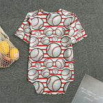 Red Striped Baseball Pattern Print Men's Bodysuit