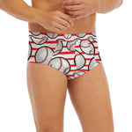 Red Striped Baseball Pattern Print Men's Briefs
