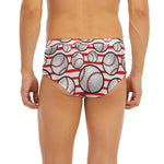 Red Striped Baseball Pattern Print Men's Briefs