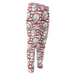 Red Striped Baseball Pattern Print Men's Compression Pants