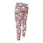 Red Striped Baseball Pattern Print Men's Compression Pants