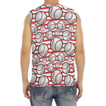 Red Striped Baseball Pattern Print Men's Fitness Tank Top