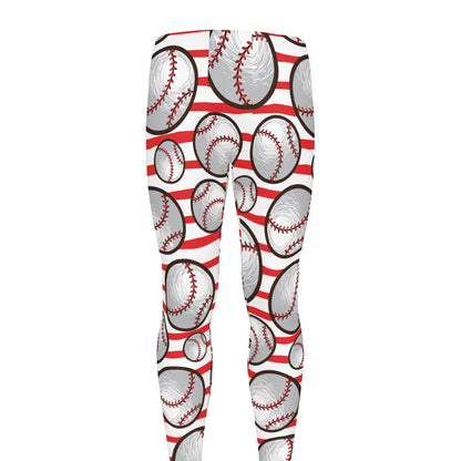 Red Striped Baseball Pattern Print Men's leggings