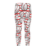Red Striped Baseball Pattern Print Men's leggings