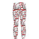 Red Striped Baseball Pattern Print Men's leggings