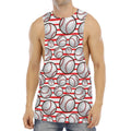 Red Striped Baseball Pattern Print Men's Muscle Tank Top