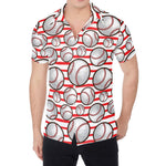 Red Striped Baseball Pattern Print Men's Shirt