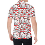 Red Striped Baseball Pattern Print Men's Shirt