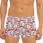 Red Striped Baseball Pattern Print Men's Short Boxer Briefs