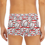 Red Striped Baseball Pattern Print Men's Short Boxer Briefs
