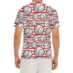 Red Striped Baseball Pattern Print Men's Short Sleeve Rash Guard