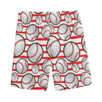 Red Striped Baseball Pattern Print Men's Sports Shorts