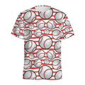 Red Striped Baseball Pattern Print Men's Athletic T-Shirt