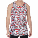 Red Striped Baseball Pattern Print Men's Velvet Tank Top
