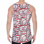 Red Striped Baseball Pattern Print Men's Velvet Tank Top