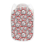 Red Striped Baseball Pattern Print Mesh Laundry Hamper