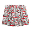 Red Striped Baseball Pattern Print Mesh Shorts
