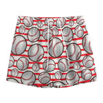 Red Striped Baseball Pattern Print Mesh Shorts