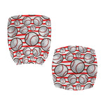 Red Striped Baseball Pattern Print Office Chair Cover