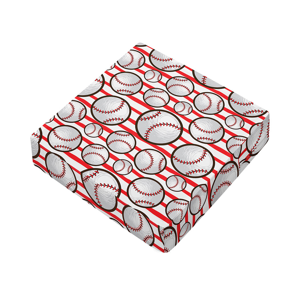 Red Striped Baseball Pattern Print Outdoor Seat Cushion Cover