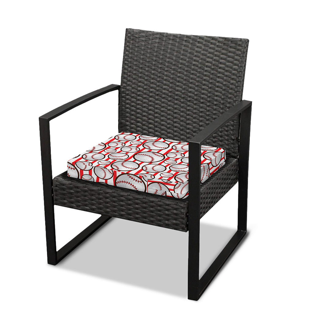 Red Striped Baseball Pattern Print Outdoor Seat Cushion Cover