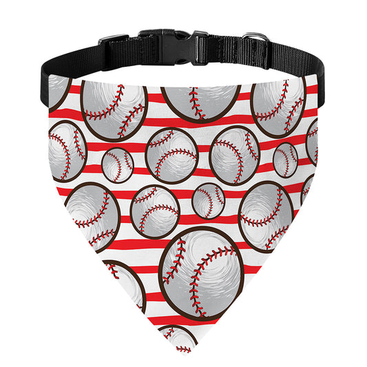 Red Striped Baseball Pattern Print Over The Collar Dog Bandana