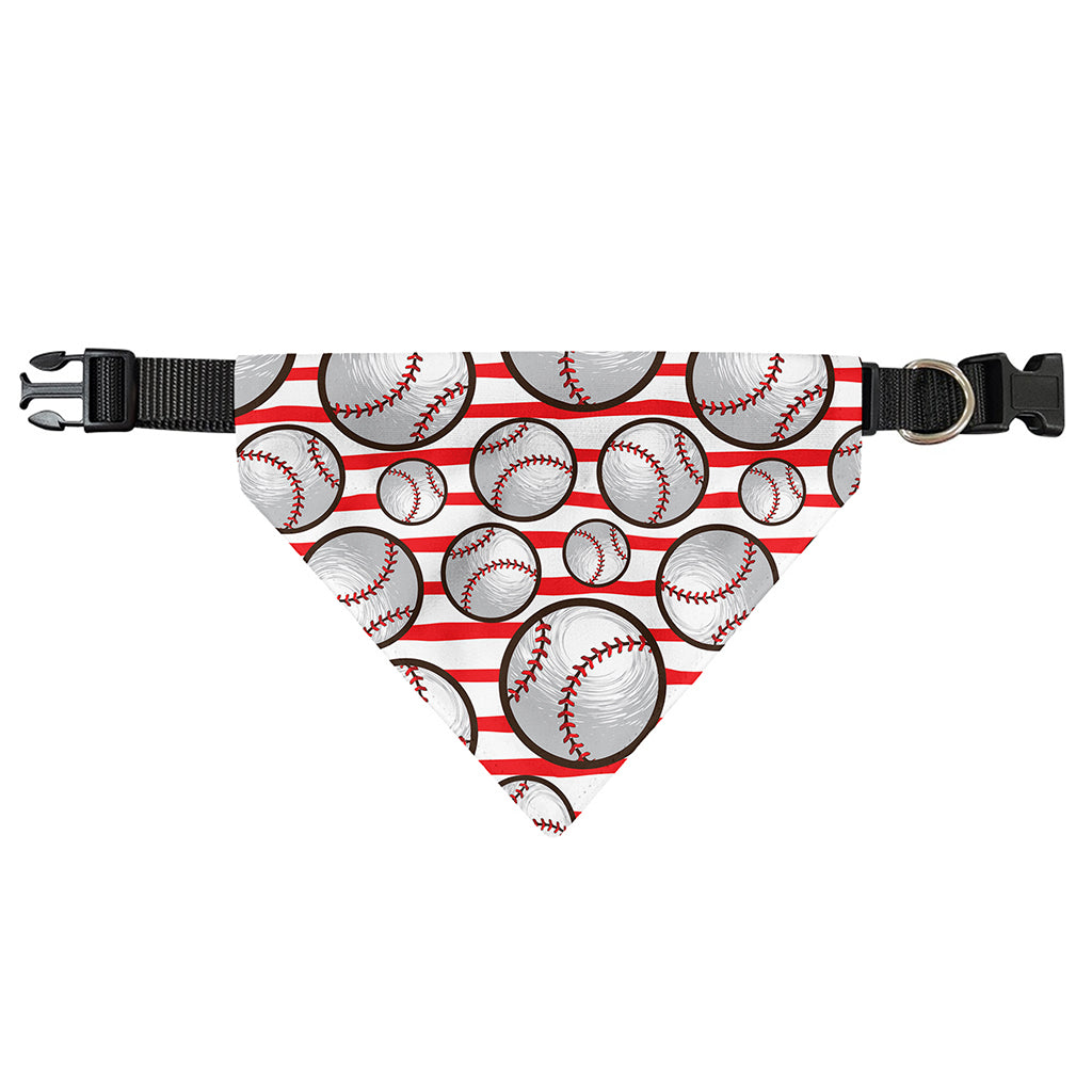 Red Striped Baseball Pattern Print Over The Collar Dog Bandana