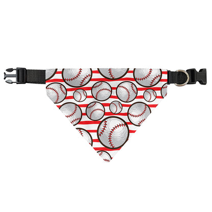 Red Striped Baseball Pattern Print Over The Collar Dog Bandana