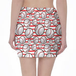 Red Striped Baseball Pattern Print Pencil Mini Skirt