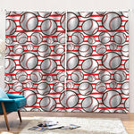 Red Striped Baseball Pattern Print Pencil Pleat Curtains