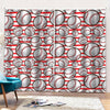 Red Striped Baseball Pattern Print Pencil Pleat Curtains