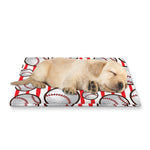 Red Striped Baseball Pattern Print Pet Cooling Mat Cover
