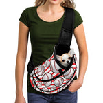 Red Striped Baseball Pattern Print Pet Sling Carrier