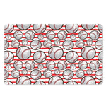 Red Striped Baseball Pattern Print Polyester Doormat