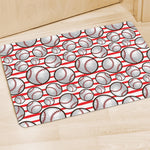 Red Striped Baseball Pattern Print Polyester Doormat