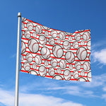 Red Striped Baseball Pattern Print Polyester Flag
