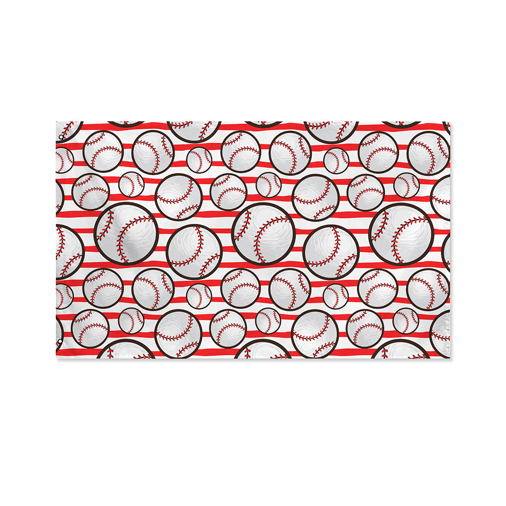 Red Striped Baseball Pattern Print Polyester Flag